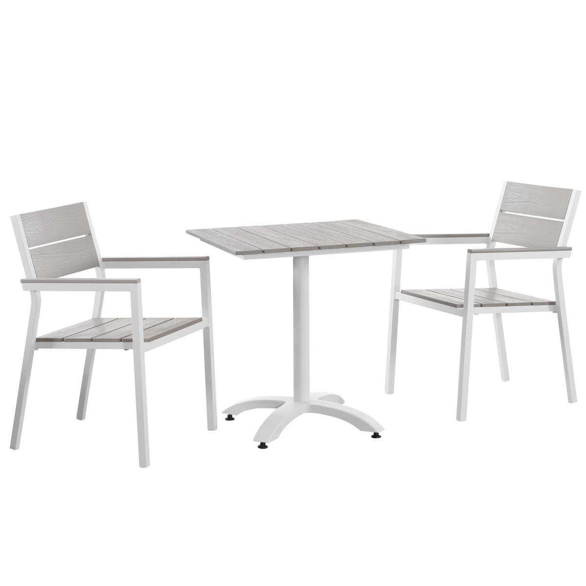 Eastend Eei-1759-whi-lgr-set 3 Piece Maine Outdoor Patio Dining Set Gray Plywood With White Aluminum Frame
