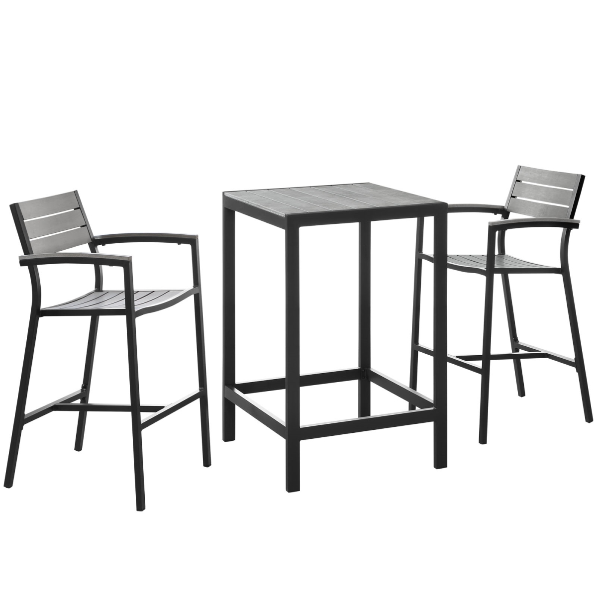 Eastend Eei-1754-brn-gry-set 3 Piece Maine Outdoor Patio Dining Set, Brown & Gray