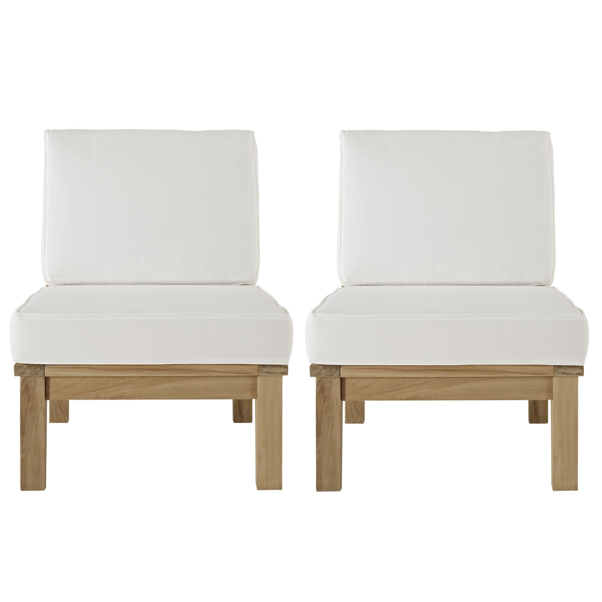 Eastend Eei-1821-nat-whi-set 2 Piece Marina Outdoor Patio Teak Sofa Set, White