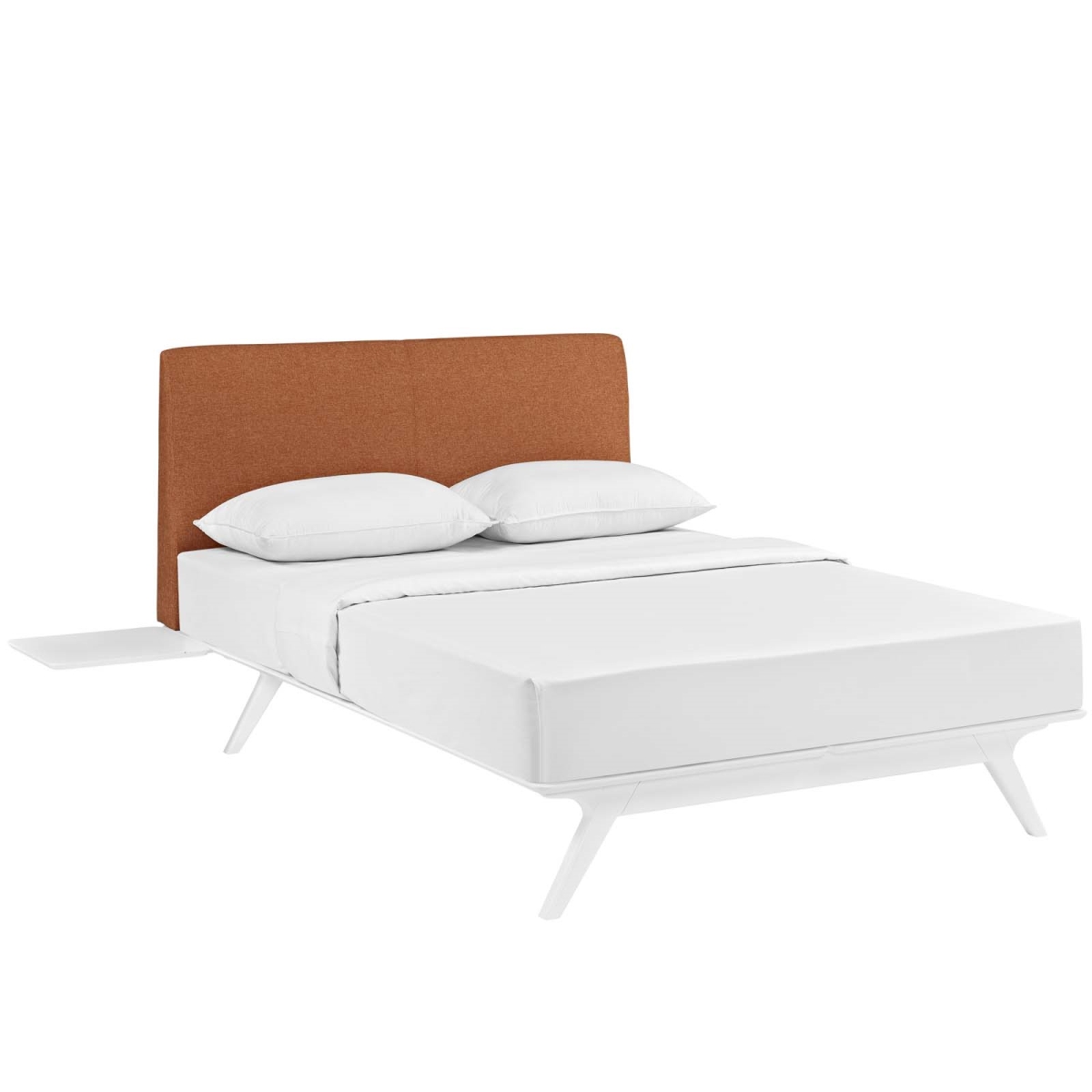 Modway MOD-5786-WHI-ORA Tracy Queen Size Bedroom Set, White & Orange - 3 Piece