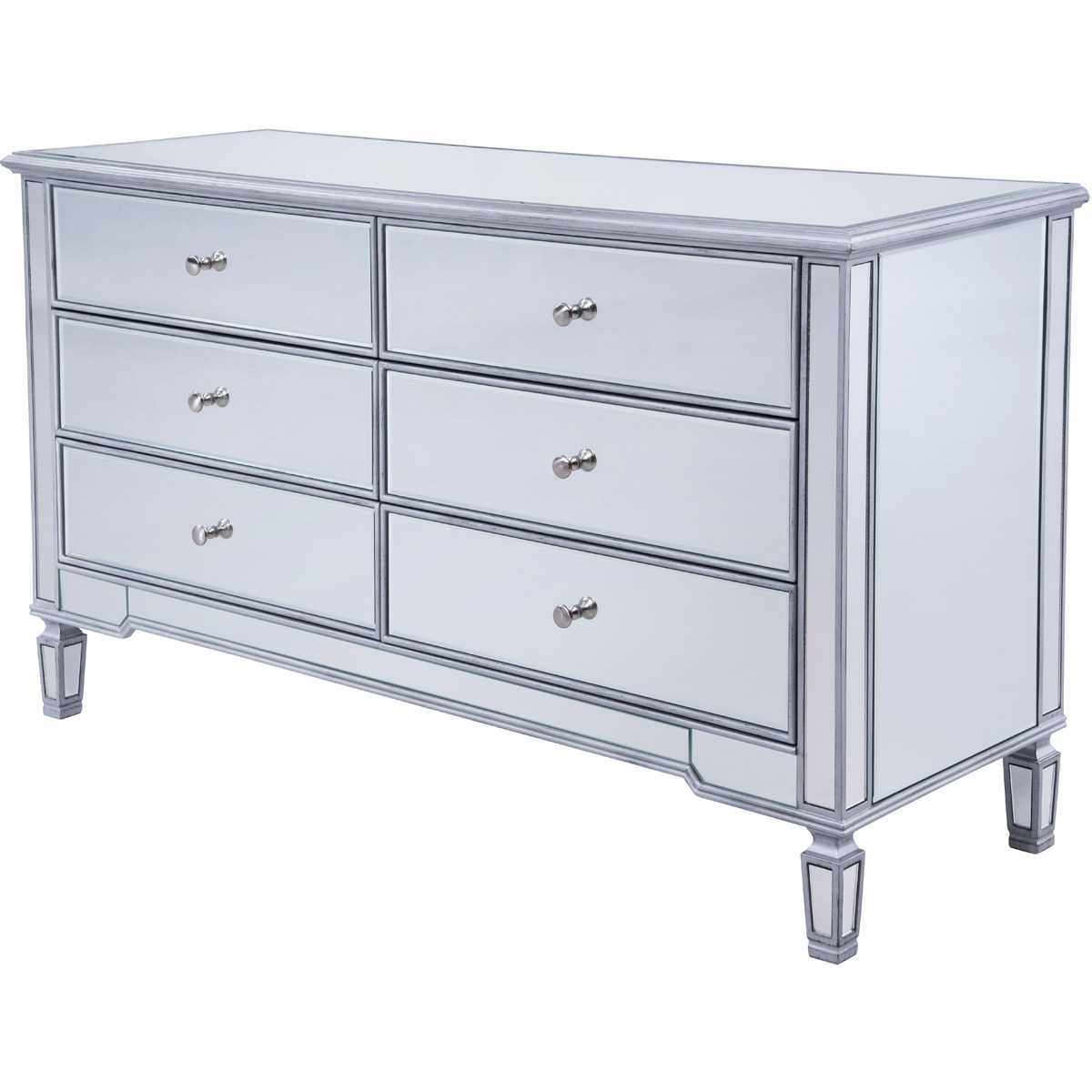 Mf6-1036s 6 Drawers Cabinet Silver Paint - Hand Rubbed Antique Silver - 60 X 20 X 34 In.