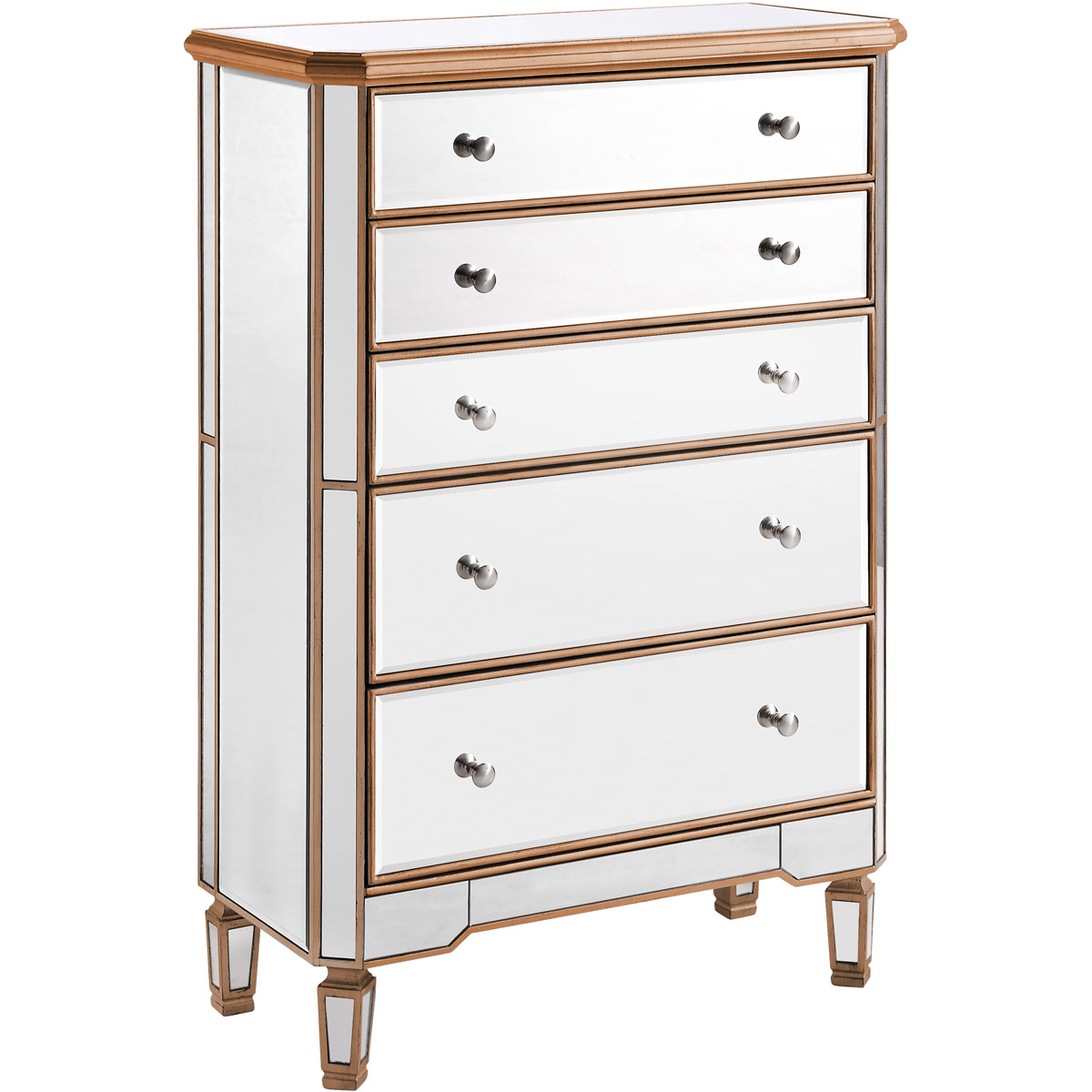 Mf6-1126g 5 Drawer Cabinet Gold Paint - Hand Rubbed, Antique Gold - 33 X 16 X 49 In.