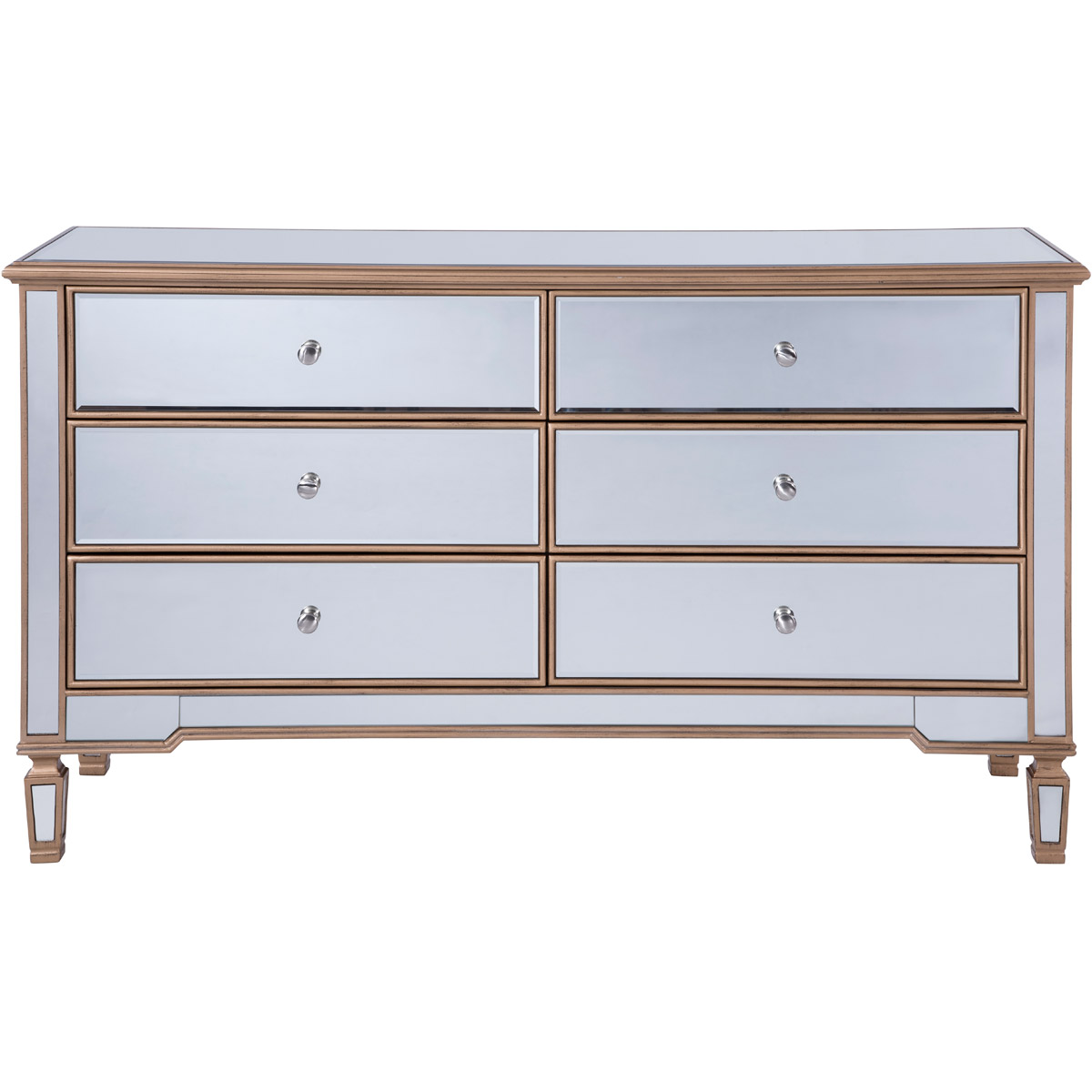 Mf6-1136g 6 Drawers Cabinet Gold Paint - Hand Rubbed, Antique Gold - 60 X 20 X 34 In.