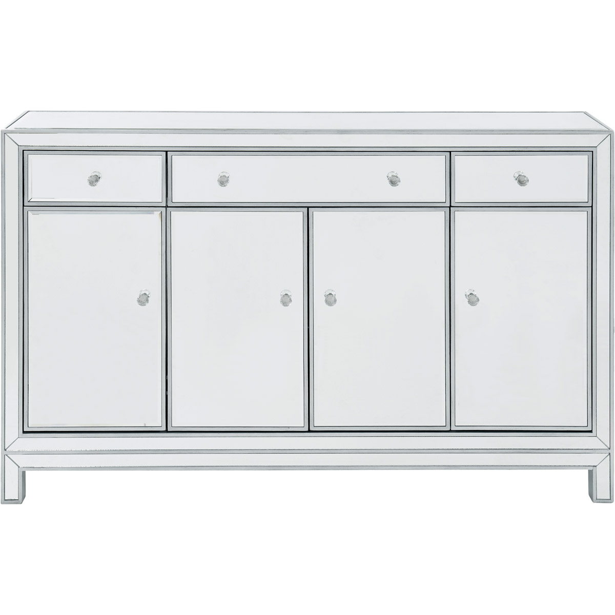 Mf72001 Buffet Cabinet 3 Drawers 4 Doors, Antique Silver Paint - 56 X 13 X 36 In.