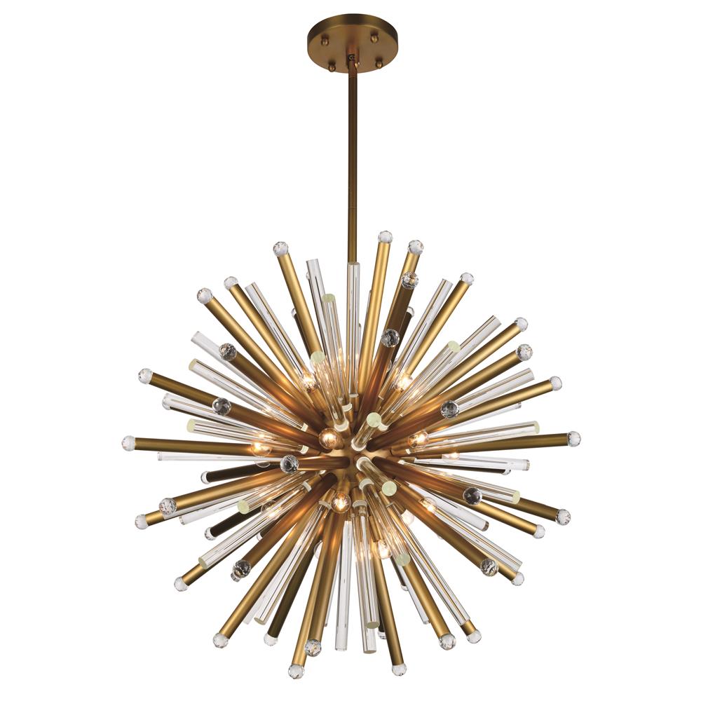 36 X 36 In. Maxwell 21 Light Burnished Brass Chandelier - Royal Cut Crystals
