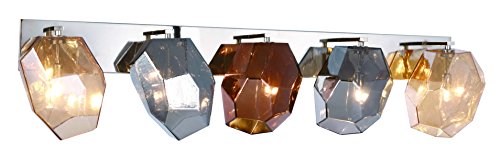 4002w42pn Gibeon 5 Light Wall Sconce - Polished Nickel & Golden Teak & Silver Shade & Copper Glass Shade