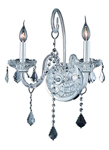 Elegant Lighting V7852W2C-SS Verona 2 Light Wall Sconce, Swarovski Elements Crystals - Chrome Elegant Lighting V7852W2C-SS Verona 2 Light Wall Sconce, Swarovski Elements Crystals - Chrome