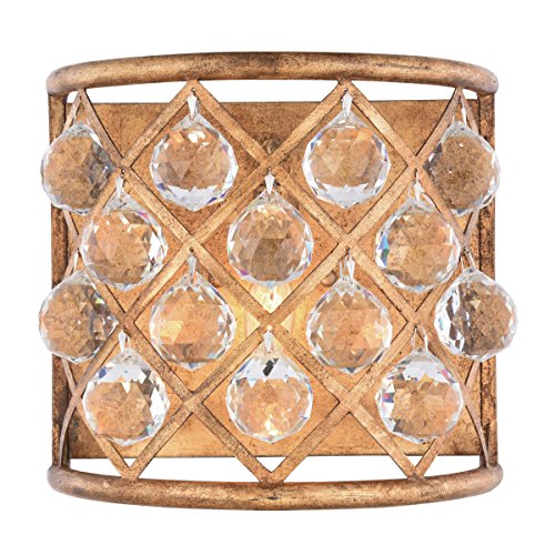 1214w11gi-rc Madison 1 Light Wall Sconce Royal Cut Crystals - Golden Iron