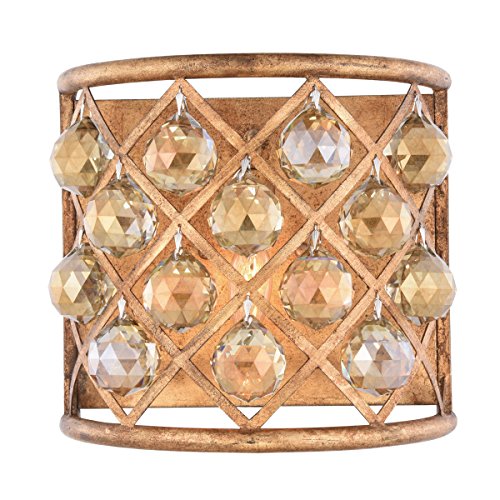 1214w11gi-gt-rc Madison 1 Light Wall Sconce Royal Cut Crystals - Golden Iron