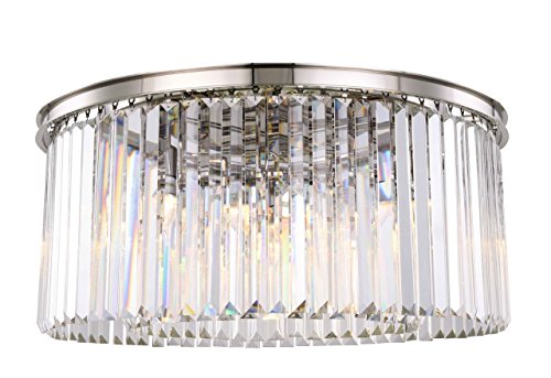 1238f31pn-rc Sydney 8 Light Flush Mount Royal Cut Crystals - Polished Nickel