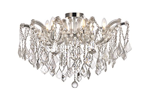 Elegant Lighting 2800f24c-rc Maria Theresa 6 Light Flush Mount, Royal Cut Crystals - Chrome