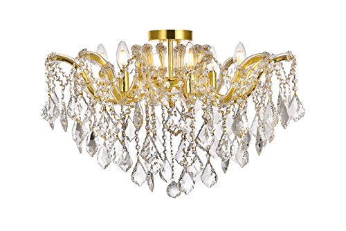 Elegant Lighting 2800f24g-ec Maria Theresa 6 Light Flush Mount, Elegant Cut Crystals - Gold