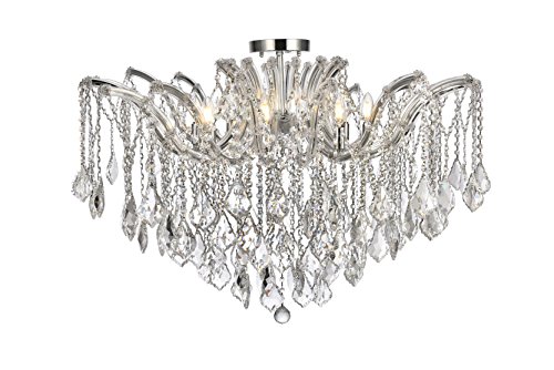 Elegant Lighting 2800f36c-rc Maria Theresa 8 Light Flush Mount, Royal Cut Crystals - Chrome