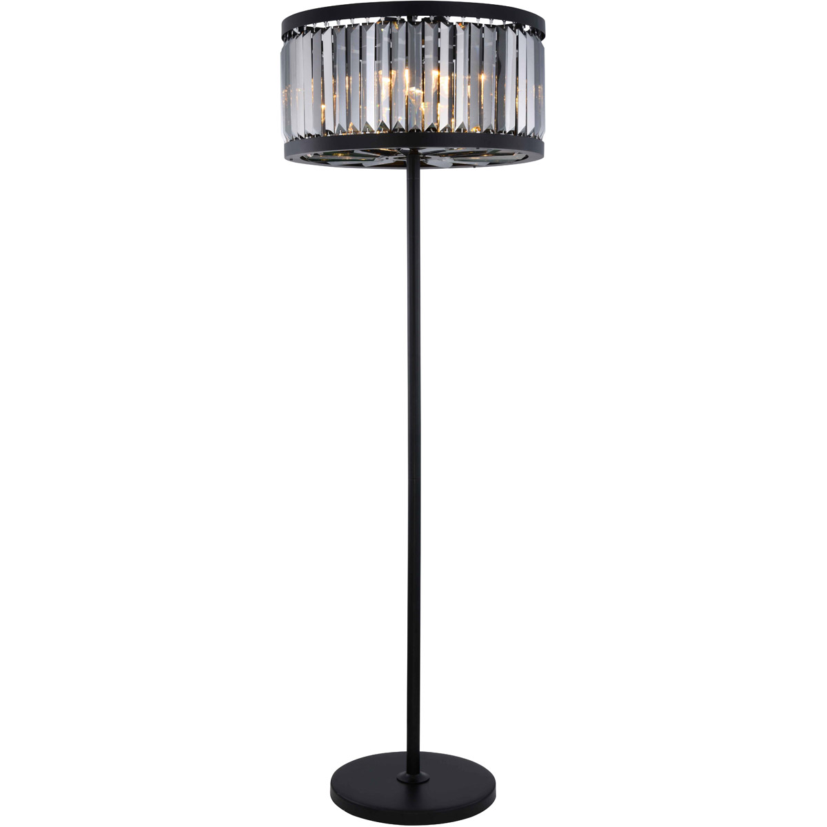 Elegant Lighting 1233fl25mb-ss-rc 72 X 25 In. Chelsea 6 Light Matte Black Floor Lamp, Royal Cut Crystals