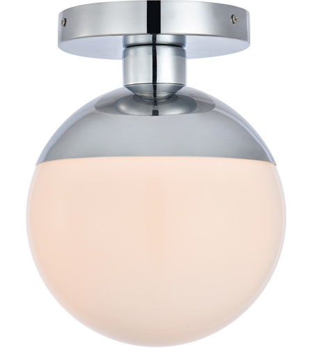 Ld6052c Eclipse 1 Light Flush Mount Ceiling Light With Frosted White Glass, Chrome