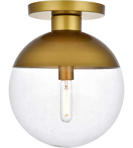 Ld6061br Eclipse 1 Light Flush Mount Ceiling Light With Clear Glass, Brass
