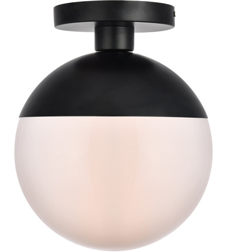 Ld6062bk Eclipse 1 Light Flush Mount Ceiling Light With Frosted White Glass, Black
