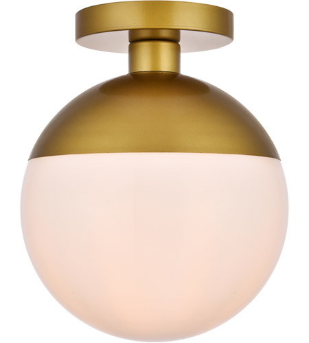 Ld6066br Eclipse 1 Light Flush Mount Ceiling Light With Frosted White Glass, Brass