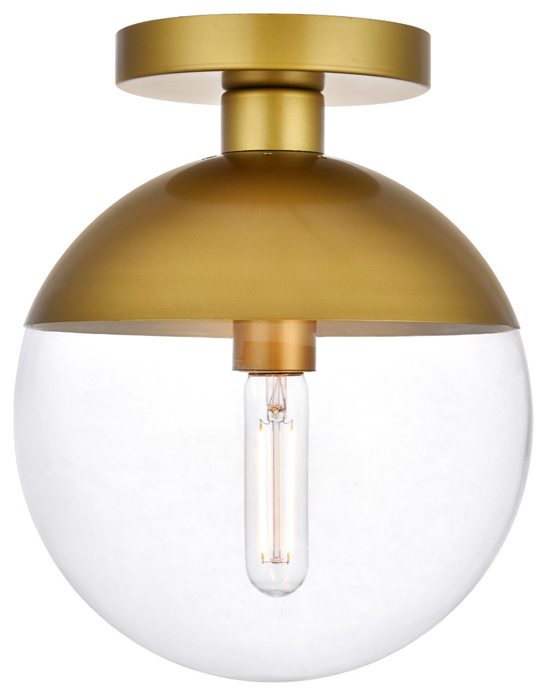 Ld6067br Eclipse 1 Light Flush Mount Ceiling Light With Clear Glass, Brass
