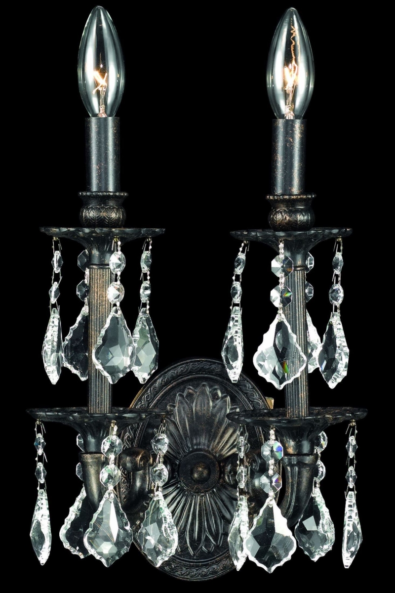 Elegant Lighting 8502W9DB-RC 9 in. Marseille 2 Lights Wall Sconce Light with Royal Cut Crystal, Dark Bronze Elegant Lighting 8502W9DB-RC 9 in. Marseille 2 Lights Wall Sconce Light with Royal Cut Crystal, Dark Bronze