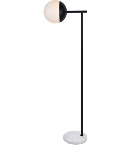 Ld6098bk 50.5 In. Eclipse 1 Light Floor Lamp Portable Light With Frosted White Glass, Black