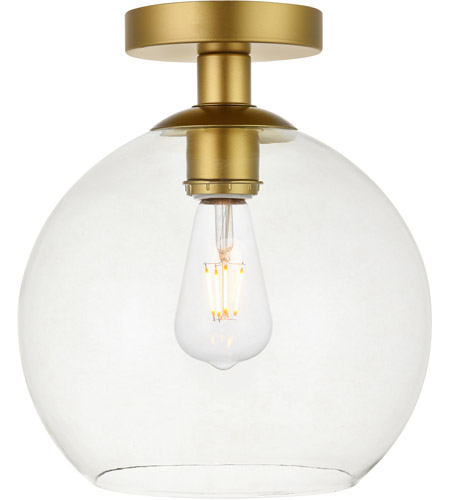Ld2210br Baxter 1 Light Flush Mount Ceiling Light With Clear Glass, Brass