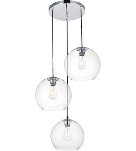 Ld2214c Baxter 3 Lights Pendant Ceiling Light With Clear Glass, Chrome