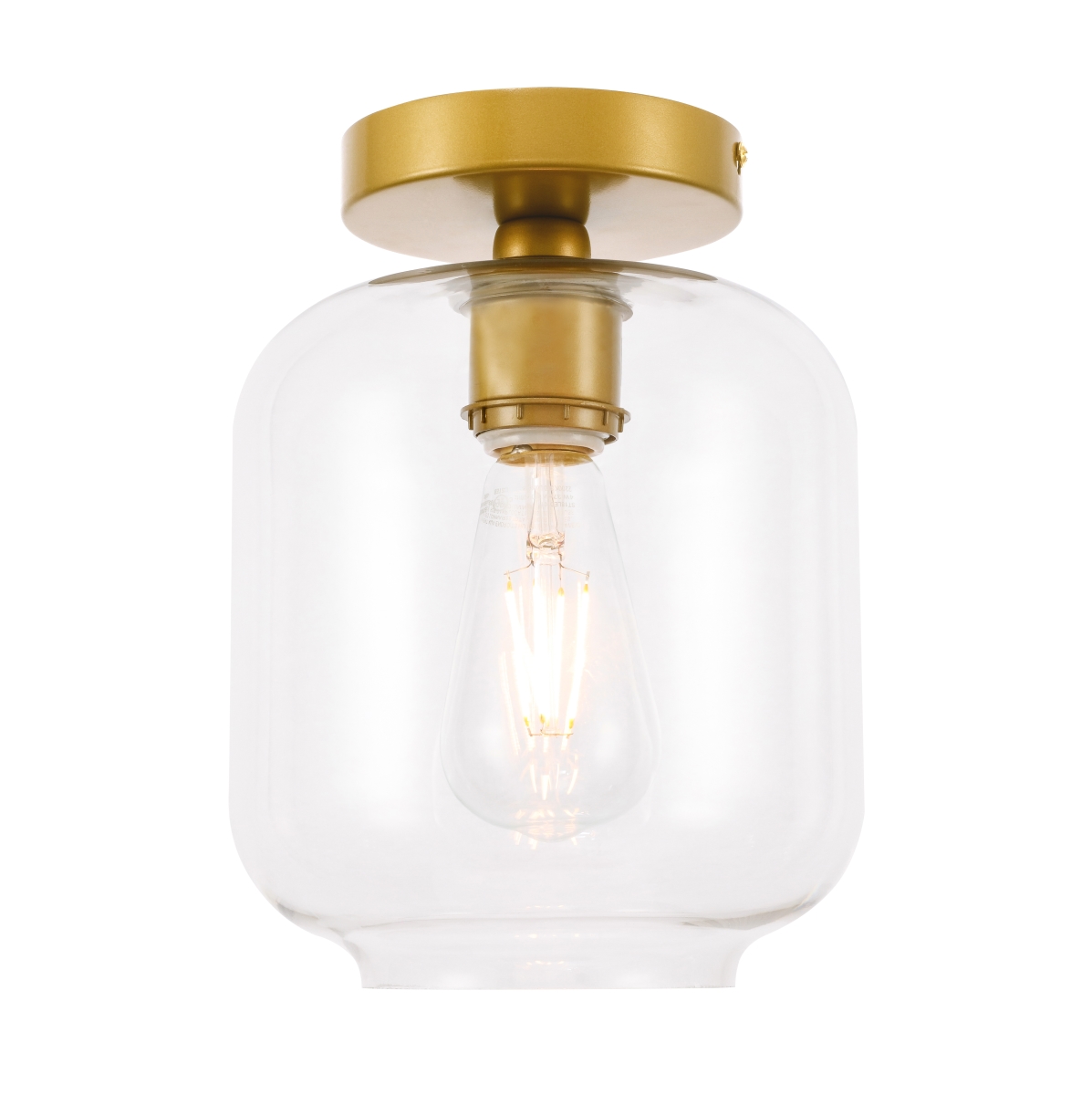 Ld2270br Collier 1 Light Brass & Clear Glass Flush Mount