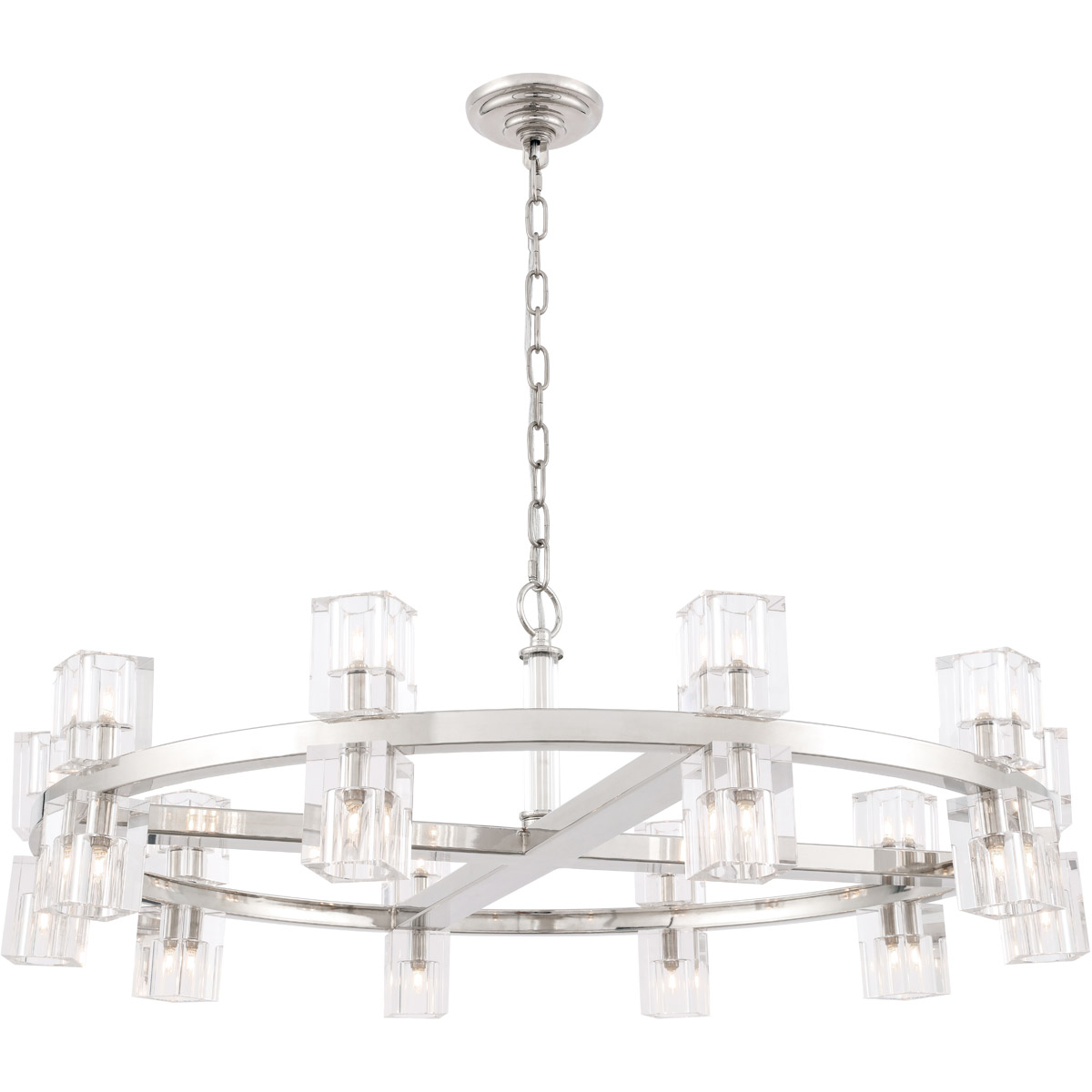 1550d36pn Chateau 20 Light Polished Nickel Ceiling Pendant