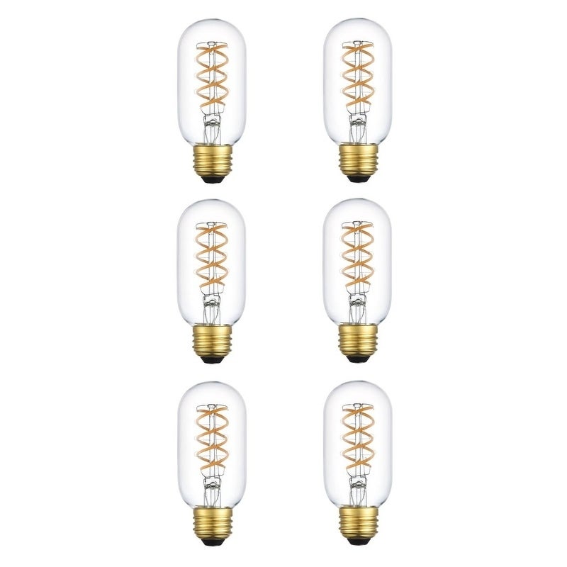 T14led103-6pk 3000k Led Decorative Helix Vertical Nostaligic Filament 6 Watts 420 Lumens T14 Light Bulb - Pack Of 6