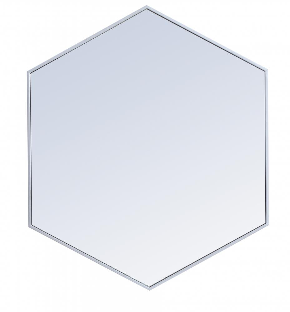 Mr4538s 38 In. Metal Frame Hexagon Mirror In Silver - 37.125 X 31.25 X 0.16 In.