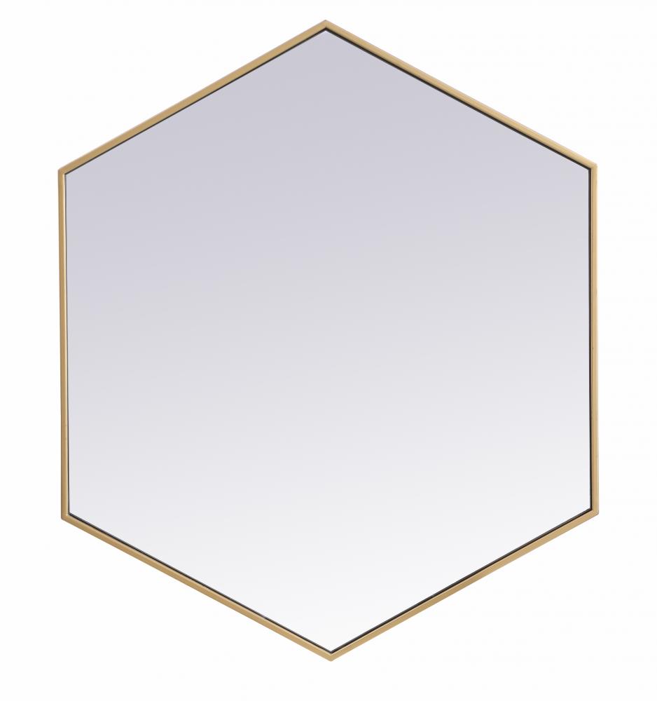 Mr4538br 38 In. Metal Frame Hexagon Mirror In Brass - 37.125 X 31.25 X 0.16 In.