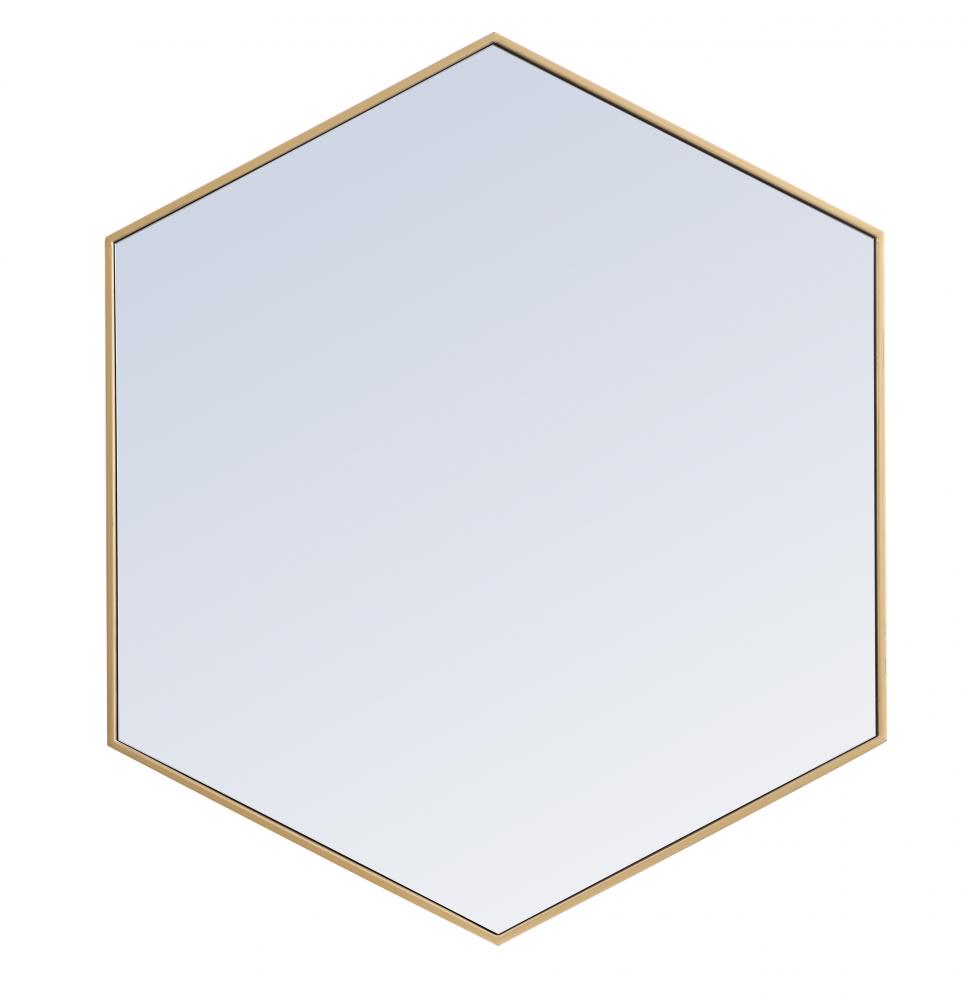 Mr4541br 41 In. Metal Frame Hexagon Mirror In Brass - 40.125 X 34.25 X 0.16 In.