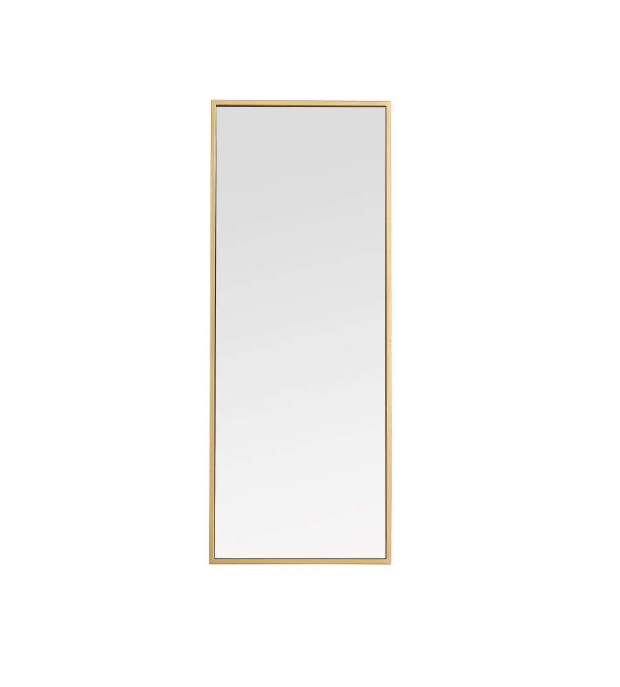Mr41436br 14 In. Metal Frame Rectangle Mirror In Brass - 13.25 X 35.25 X 0.16 In.