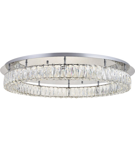 Elegant Lighting 3503f33c Monroe Led Light Chrome Flush Mount, Clear Royal Cut Crystal - 34 X 34 X 5.10 In.