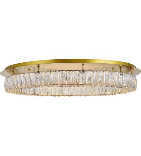 Elegant Lighting 3503f33g Monroe Led Light Gold Flush Mount, Clear Royal Cut Crystal - 34 X 34 X 5.10 In.