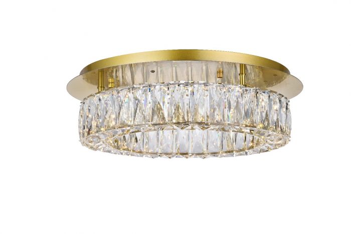 Elegant Lighting 3503f18g Monroe Led Light Gold Flush Mount Clear Royal Cut Crystal