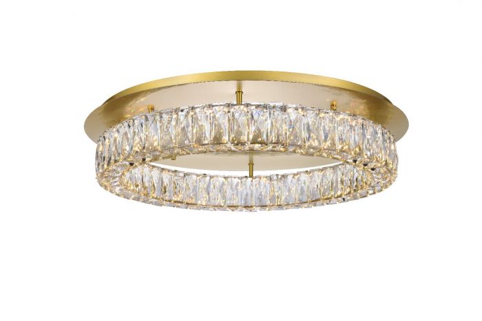 Elegant Lighting 3503f26g Monroe Led Light Gold Flush Mount Clear Royal Cut Crystal