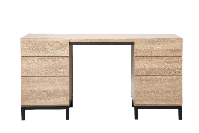 Df11002mw Emerson Industrial Double Cabinet Desk, Mango Wood