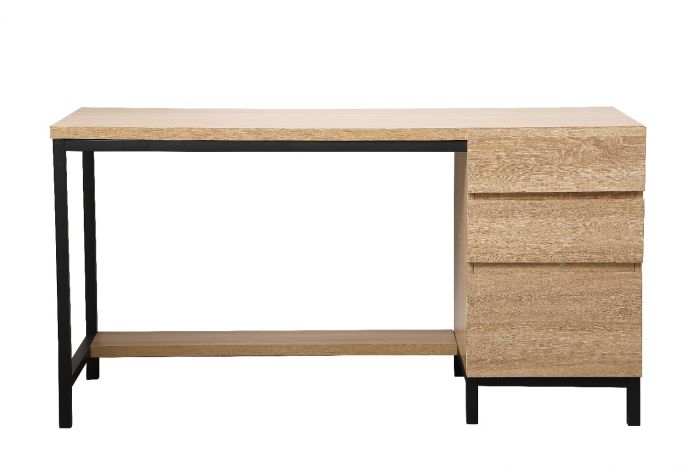 Df11003mw Emerson Industrial Single Cabinet Desk, Mango Wood
