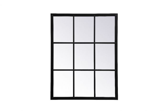 Mr622836bk 28 X 36 In. Metal Windowpane Mirror, Black