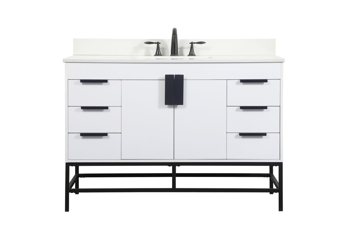 UPC 196683000038 product image for VF488W48MWH-BS 48 in. Single Bathroom Vanity, White with Backsplash | upcitemdb.com