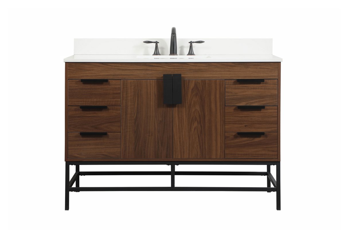 UPC 196683000052 product image for VF488W48MWT-BS 48 in. Single Bathroom Vanity, Walnut with Backsplash | upcitemdb.com