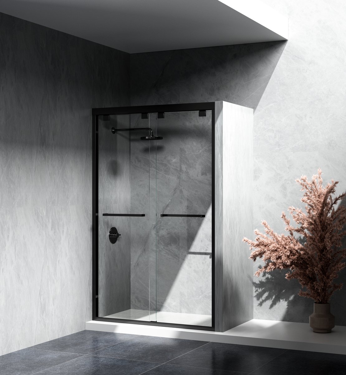 Picture of Elegant Kitchen & Bath SD303-4876MBK 76 x 2.36 x 48 in. Shower Door - Matte Black