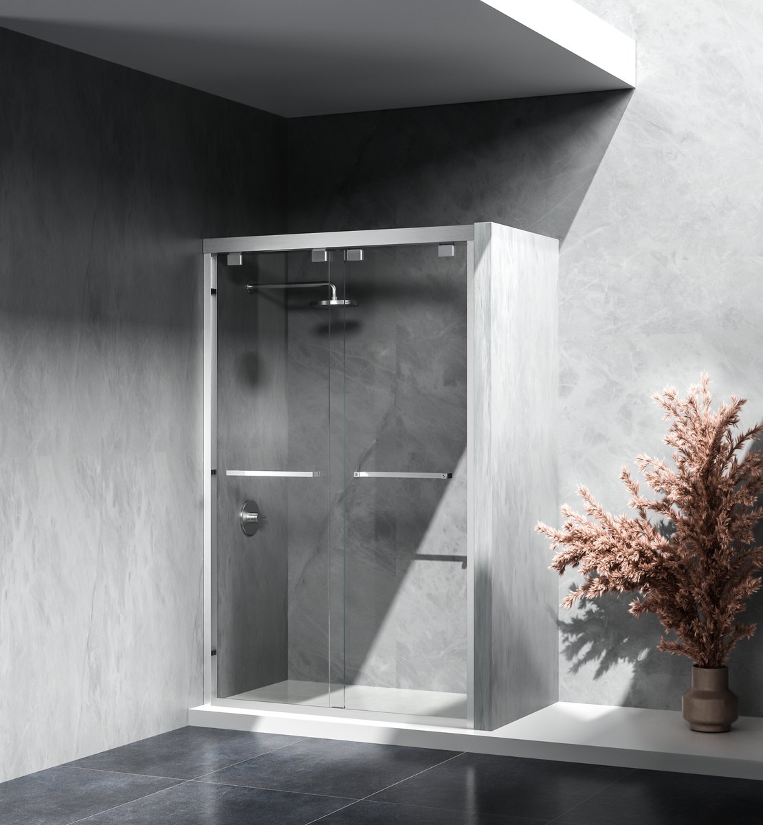 Picture of Elegant Kitchen & Bath SD303-4876BNK 76 x 2.36 x 48 in. Shower Door - Brushed Nickel