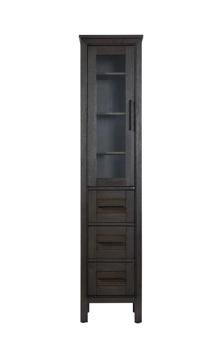 SC295C16CO 16 in. Alina Bath Storage Glass Cabinet, Chocolate Oak
