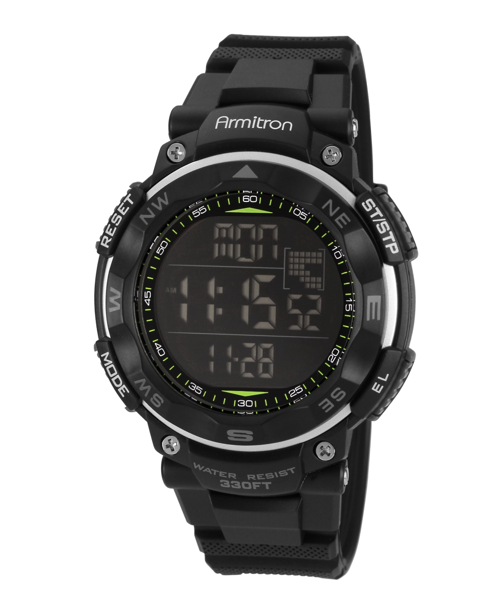 40-8254blk Men Digital Black Silicone Strap Watch