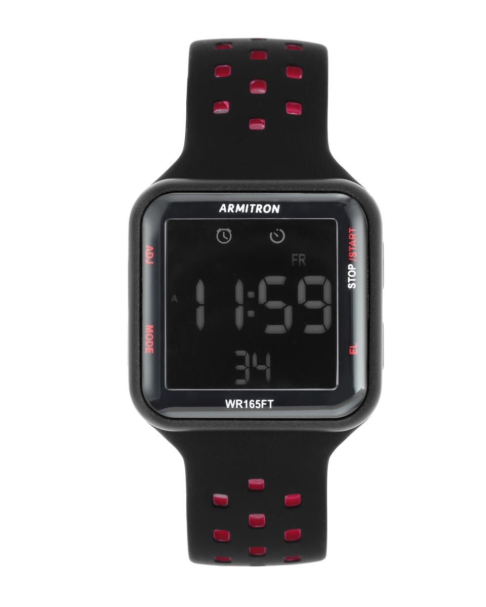 40-8417brd Unisex Digital Chronograph Silicone Strap Watch, Black