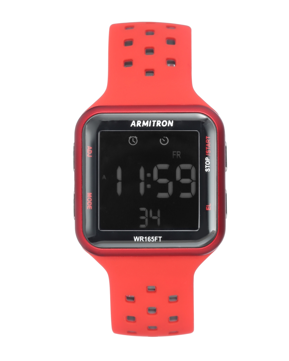 40-8417red Unisex Digital Chronograph Silicone Strap Watch, Red