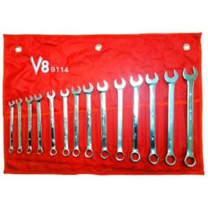 Vt9114 Long Pattern Sae Combo Wrench Set, 14 Piece